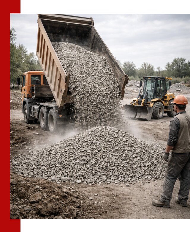 Доставка щебня в Анжеро-Судженске крупными и мелкими фракциями