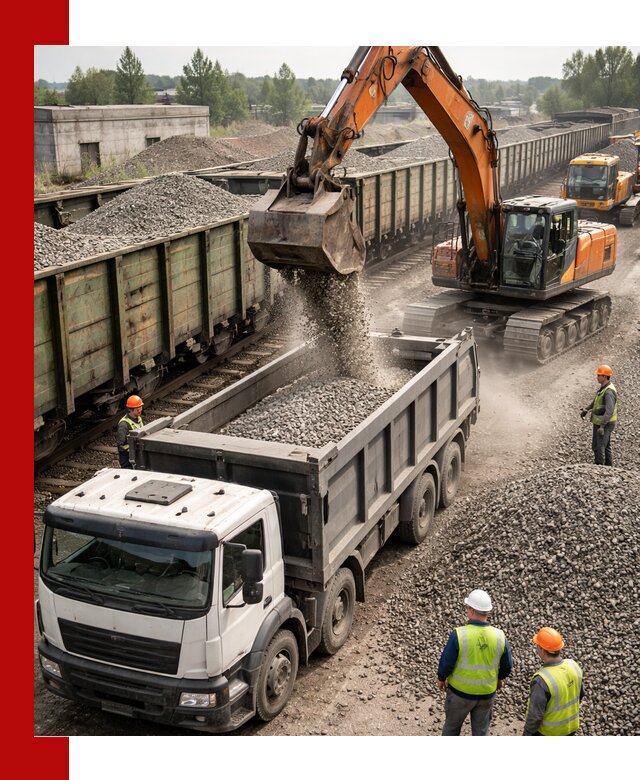 Железнодорожный щебень фракция 25–60 для поставок в Анжере-Судженске