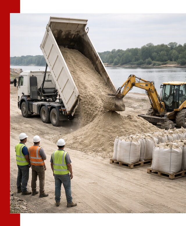 Доставка речного песка в Анжеро-Судженске самосвалами и погрузкой