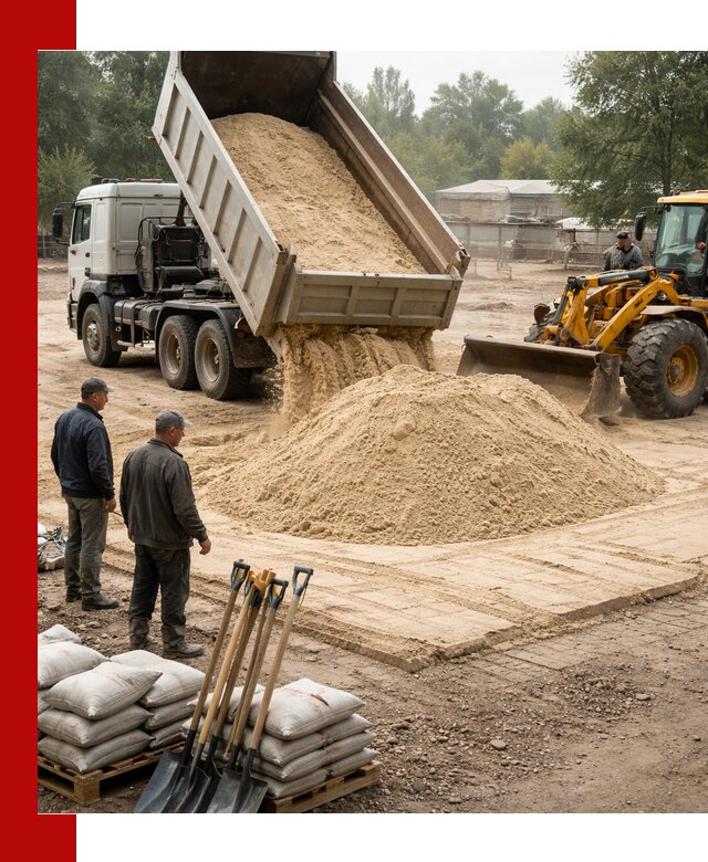 Доставка мытого песка в Анжеро-Судженске с самосвалами по выгодной цене