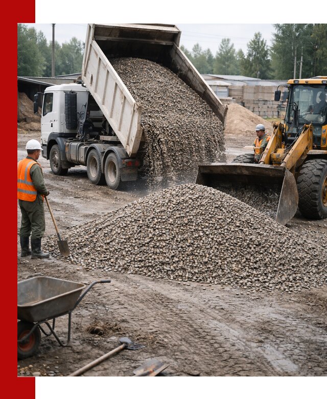 Мытый гравий с доставкой в Анжеро-Судженске от карьера до участка