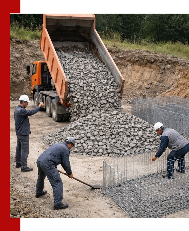 Камень для габионов с доставкой в Анжеро-Судженске быстро и надёжно