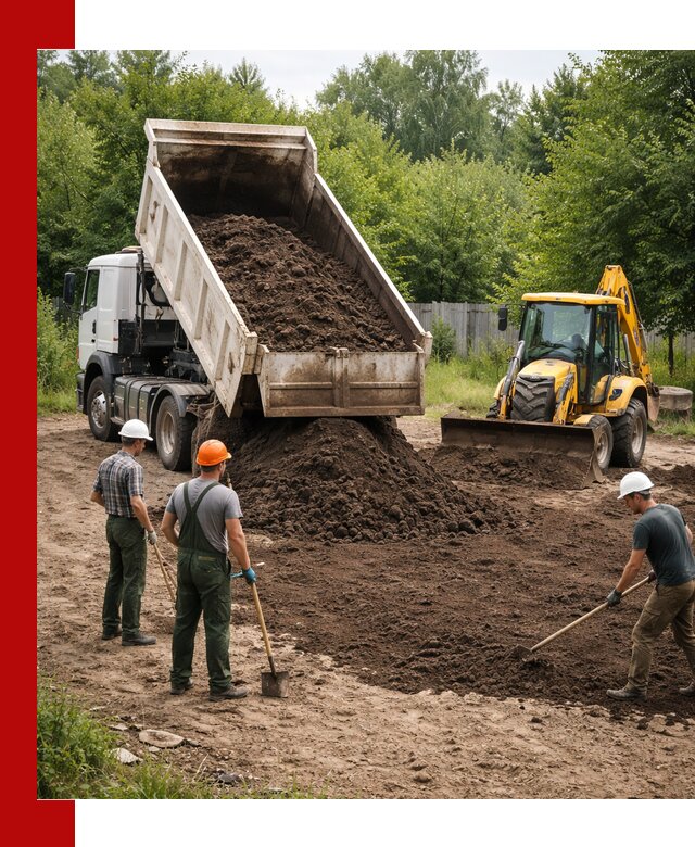 Доставка и укладка грунта для выравнивания участка в Анжеро-Судженске