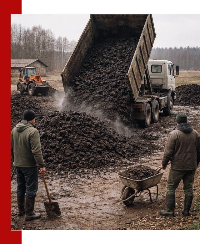 Доставка низинного торфа с разгрузкой и доставкой в Анжеро-Судженске