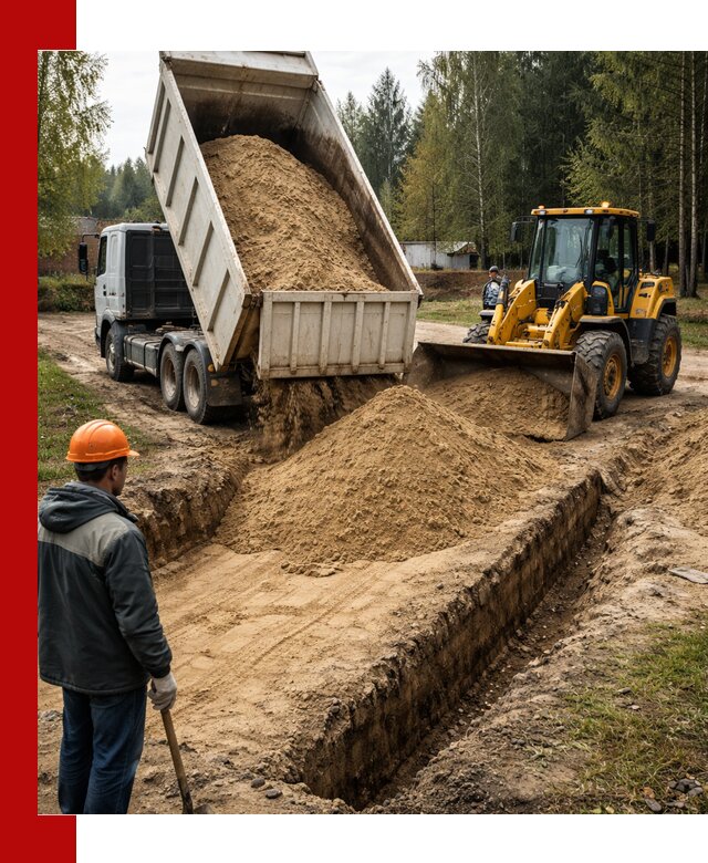 Доставка песчаного грунта в Анжеро-Судженске для строительных работ