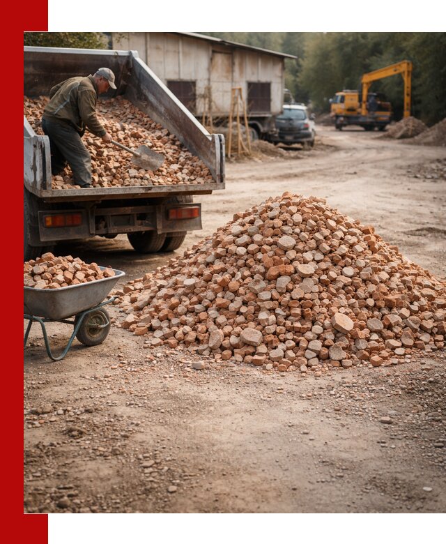 Доставка и подушка из боя кирпича с разгрузкой в Анжеро-Судженске