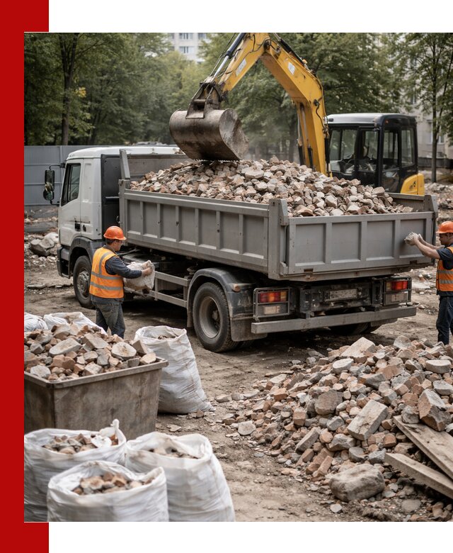 Вывоз строительного мусора в Анжеро-Судженске с самосвалами и контейнерами
